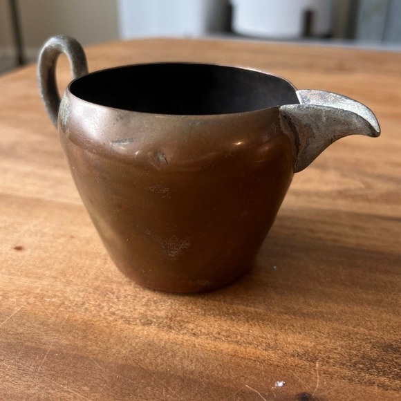 Other - Vintage Copper Creamer Pitcher Small Metal Spout Handle Hole  Large Gash in Pics